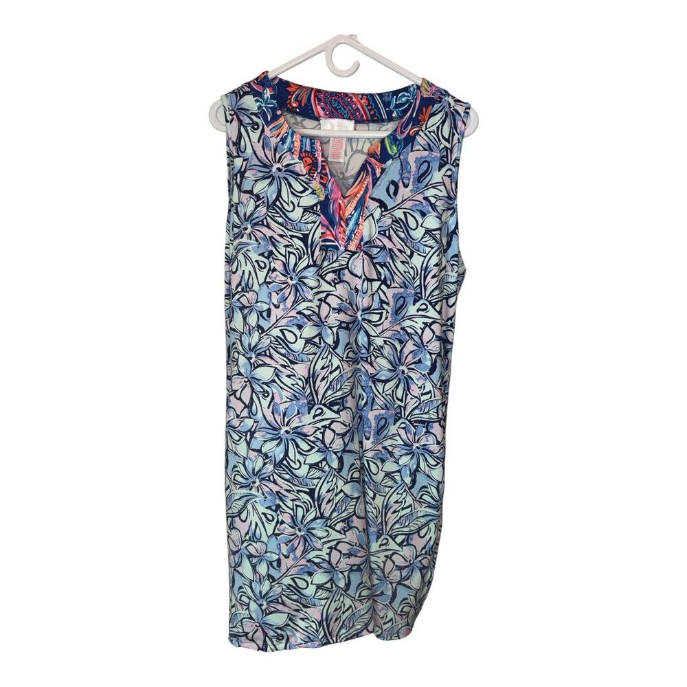 Stella Parker Women's Floral Notch Neck Sleeveless Pullover Tunic Dress Size L